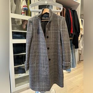 Cole Haan Glennplaid Double Breasted Wool Coat in Size 2